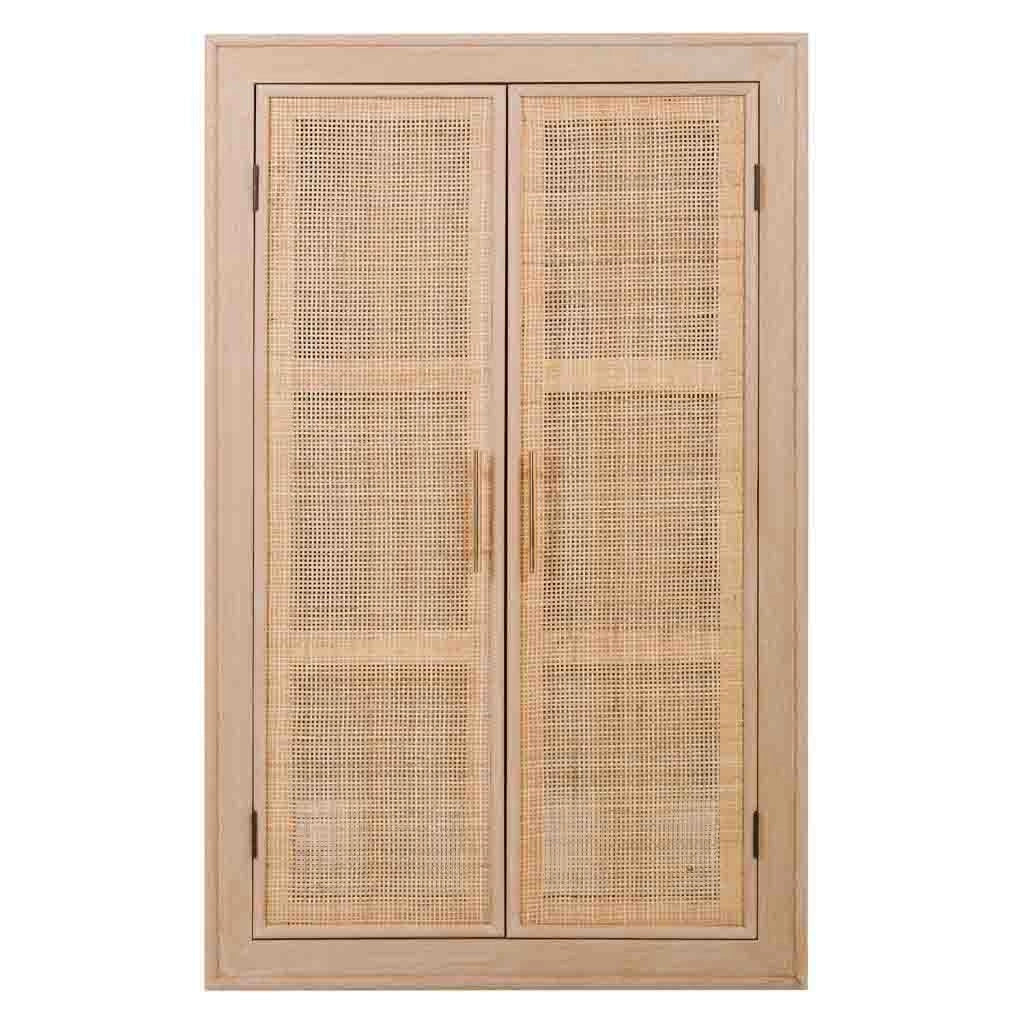 Specchio in MDF e griglia, marrone, 73,5x5x118 cm
