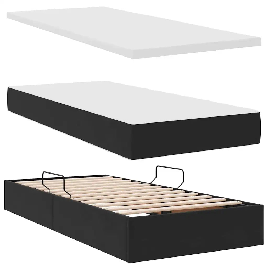 Letto con contenitore LED e materasso Nero 90 x 190 cm Velluto 3372575