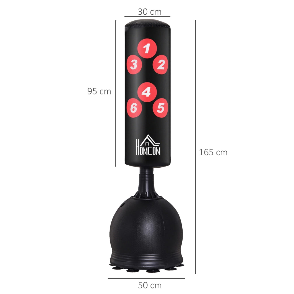 Saco de Boxeo de Pie 165 cm con Base Rellenable de Agua o Arena ¨C zephmum ¨C 50x50x165 cm Nero