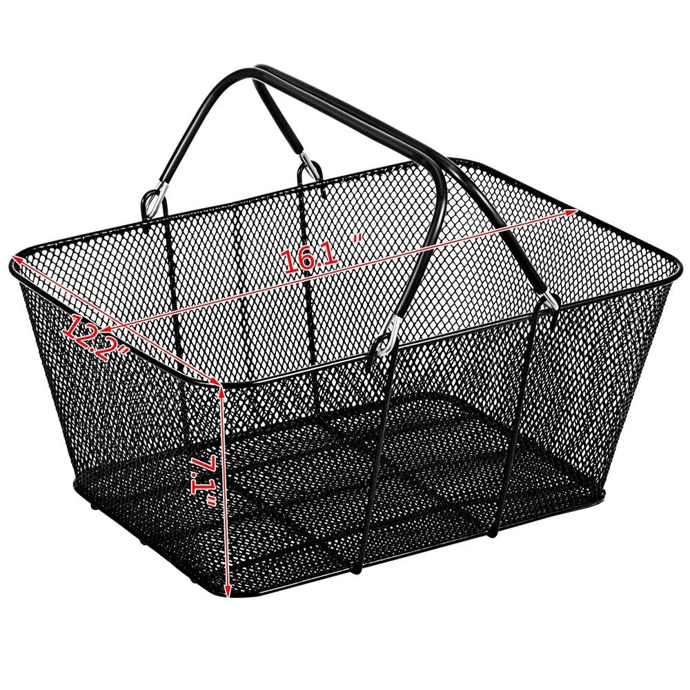 Shopping Baskets With Handles, 12 Pieces, Black Metal Shopping Basket, Portable Wire Shopping Basket, Black Wire Mesh Shopping Basket Set For Supermarkets, Retail Stores, Grocery Shopping, Black