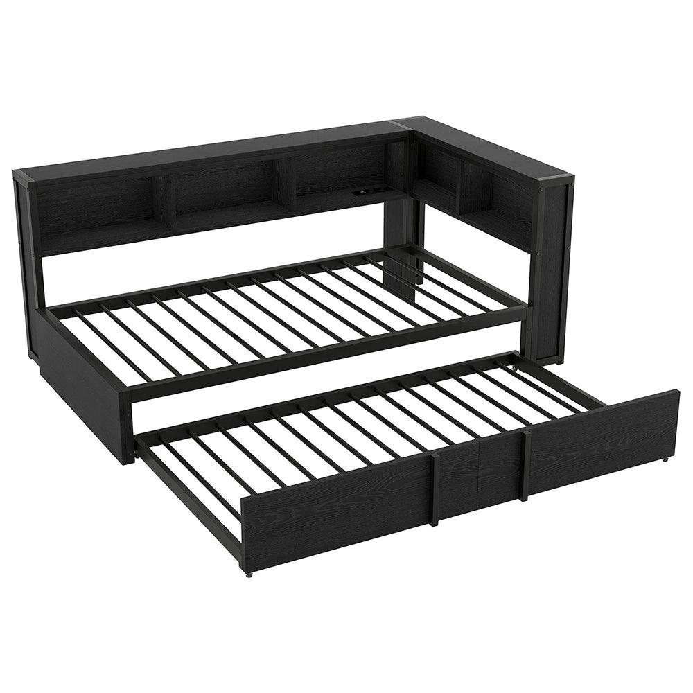 Letto giorno metallico 90x200cm?- Xylo - contenitore LED USB nero