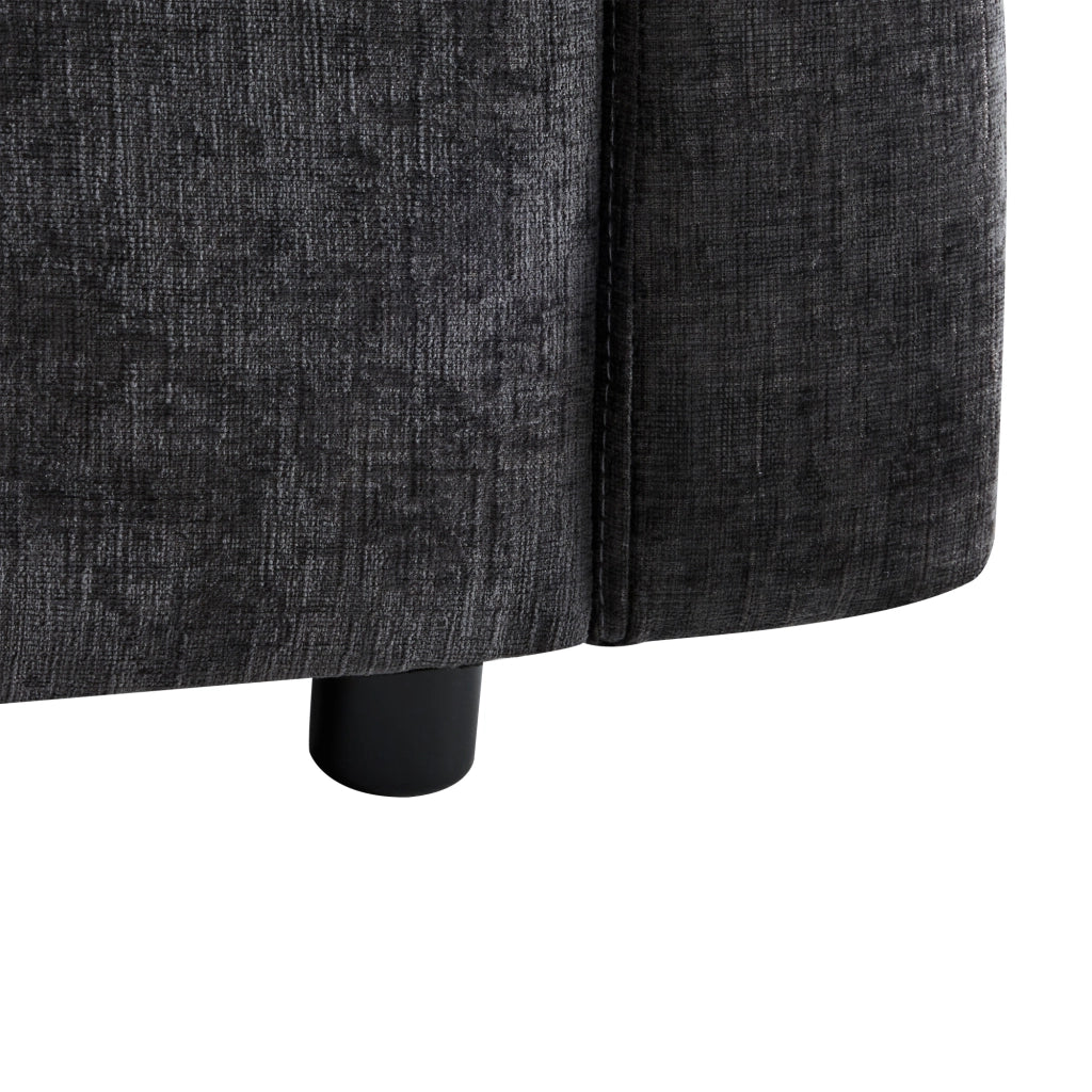 Divano modulare 3-4 posti 216x161 cm con pouf mobile e 4 cuscini in ciniglia grigio