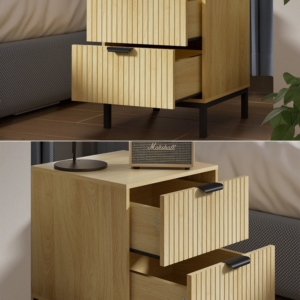 Vicco Comodino Rovere 40 x 52 cm con 2 cassetti