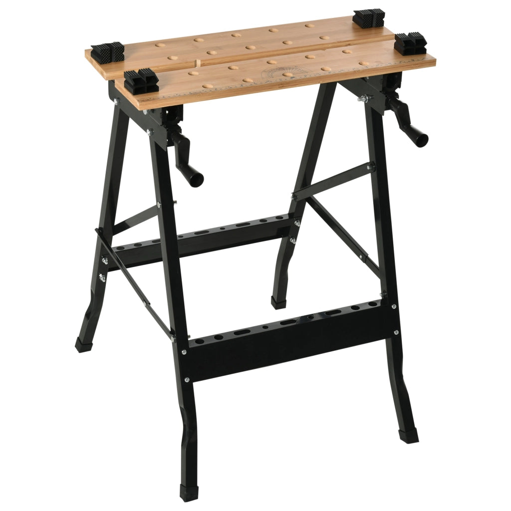 Tavolo da lavoro pieghevole con morsetti ¨C Minimal ¨C nero, 63.5x60.5x78cm