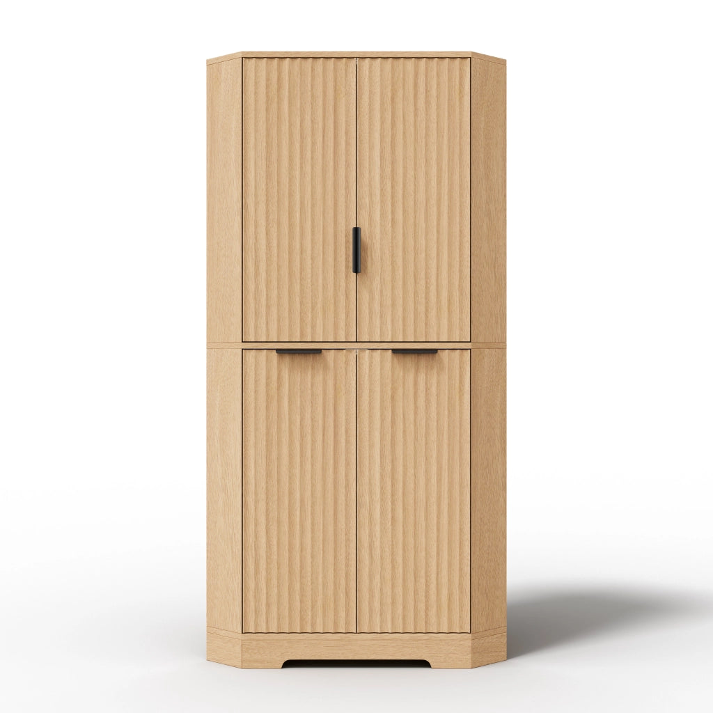 Armadio angolare ¨C Minimal ¨C Bianco legno 4 ante ripiani regolabili 60x60x172 cm