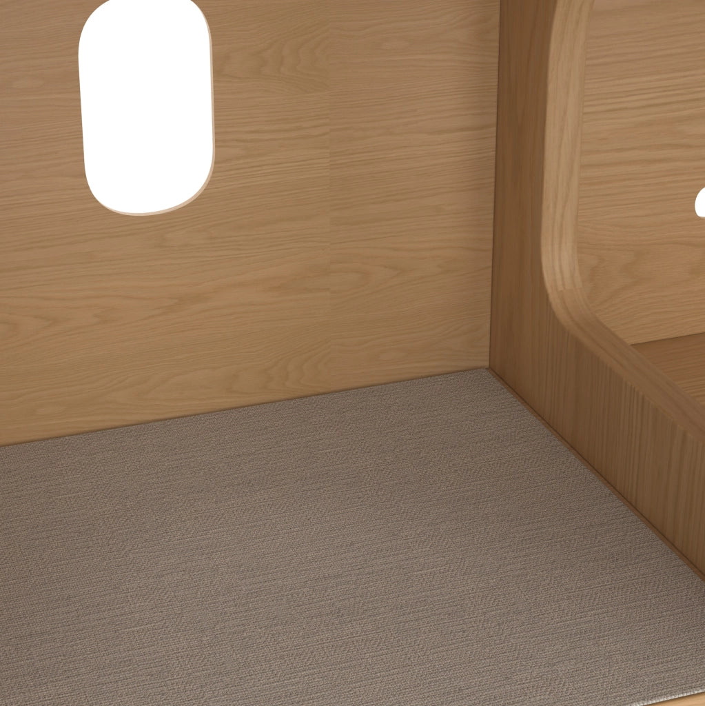 Mobile per lettiera per gatti 140x40x45;5 cm con ripiani regolabili e tappetino tiragraffi; rovere