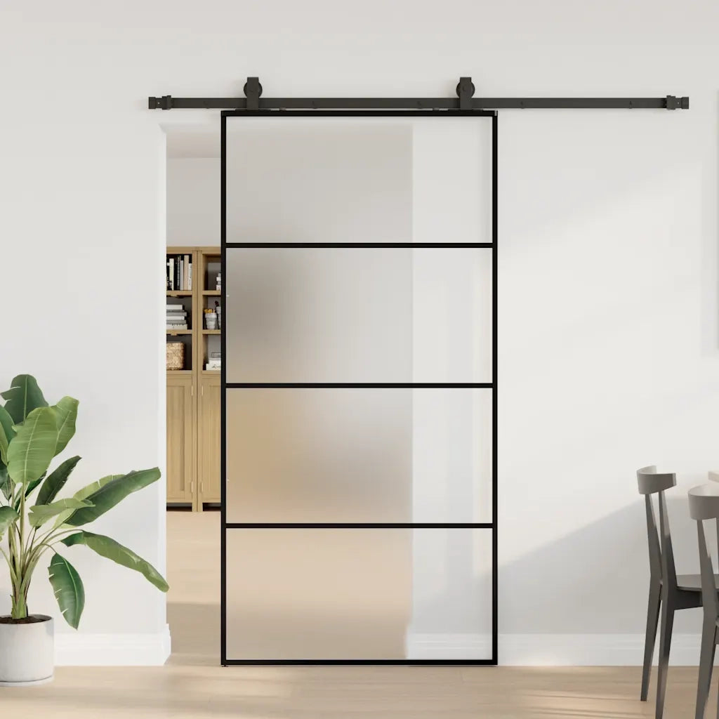 Porta Scorrevole con Ferramenta Nera 102,5x205 cm in Vetro ESG 3375861