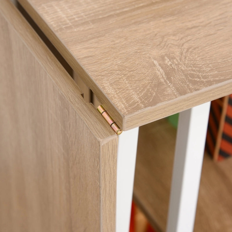 Tavolo pieghevole per computer con ripiano laterale indipendente; ruote con freno; MDF bianco 107 × 55 × 76 cm