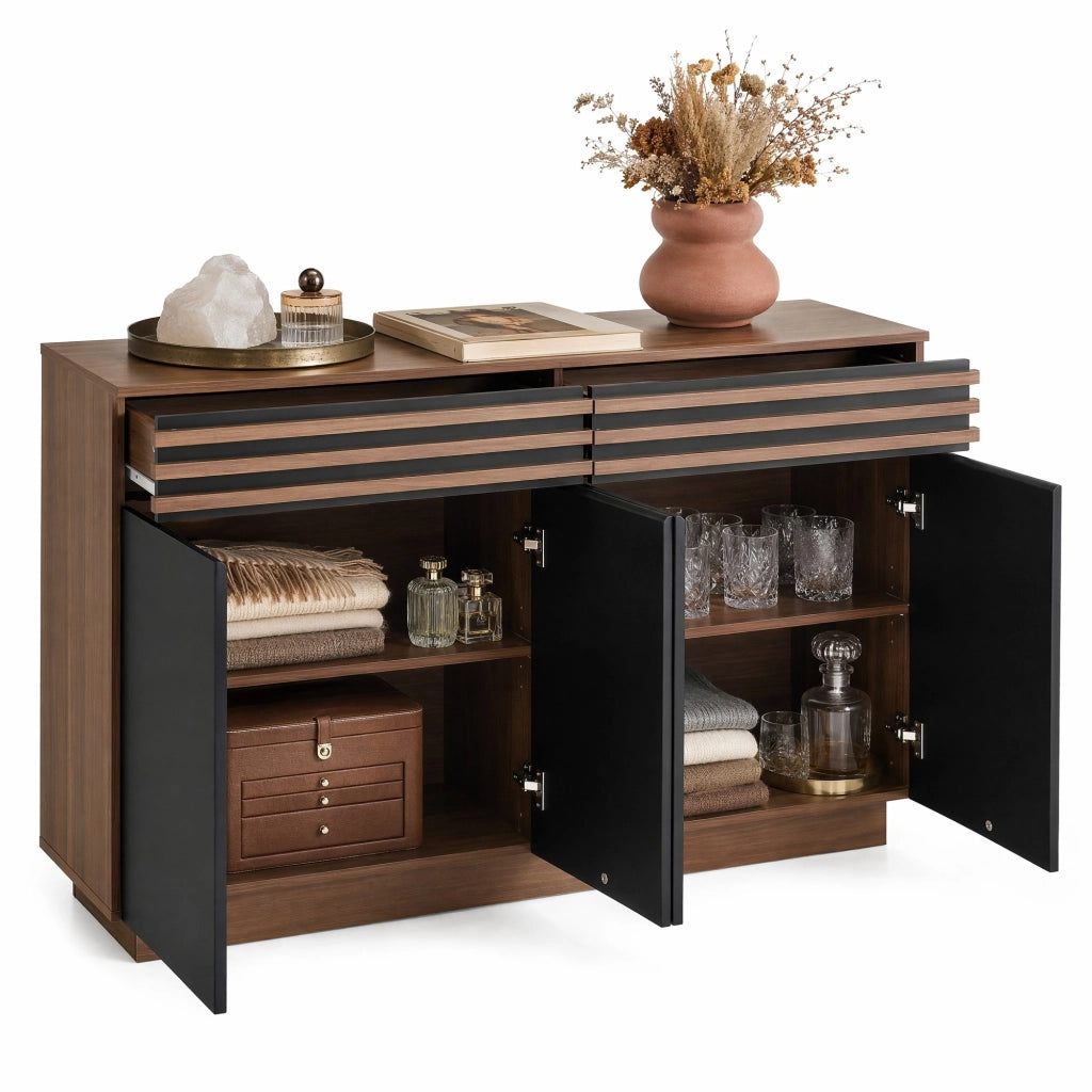 Madia moderna in MDF marrone e nero 150 x 40 x 85 cm
