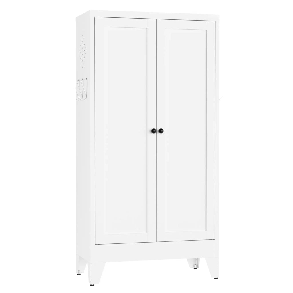 Armadio dispensa in metallo bianco, 3 ripiani regolabili (portata 49,9 kg), mobile organizer autoportante per cucina e soggiorno, 120x60x30 cm