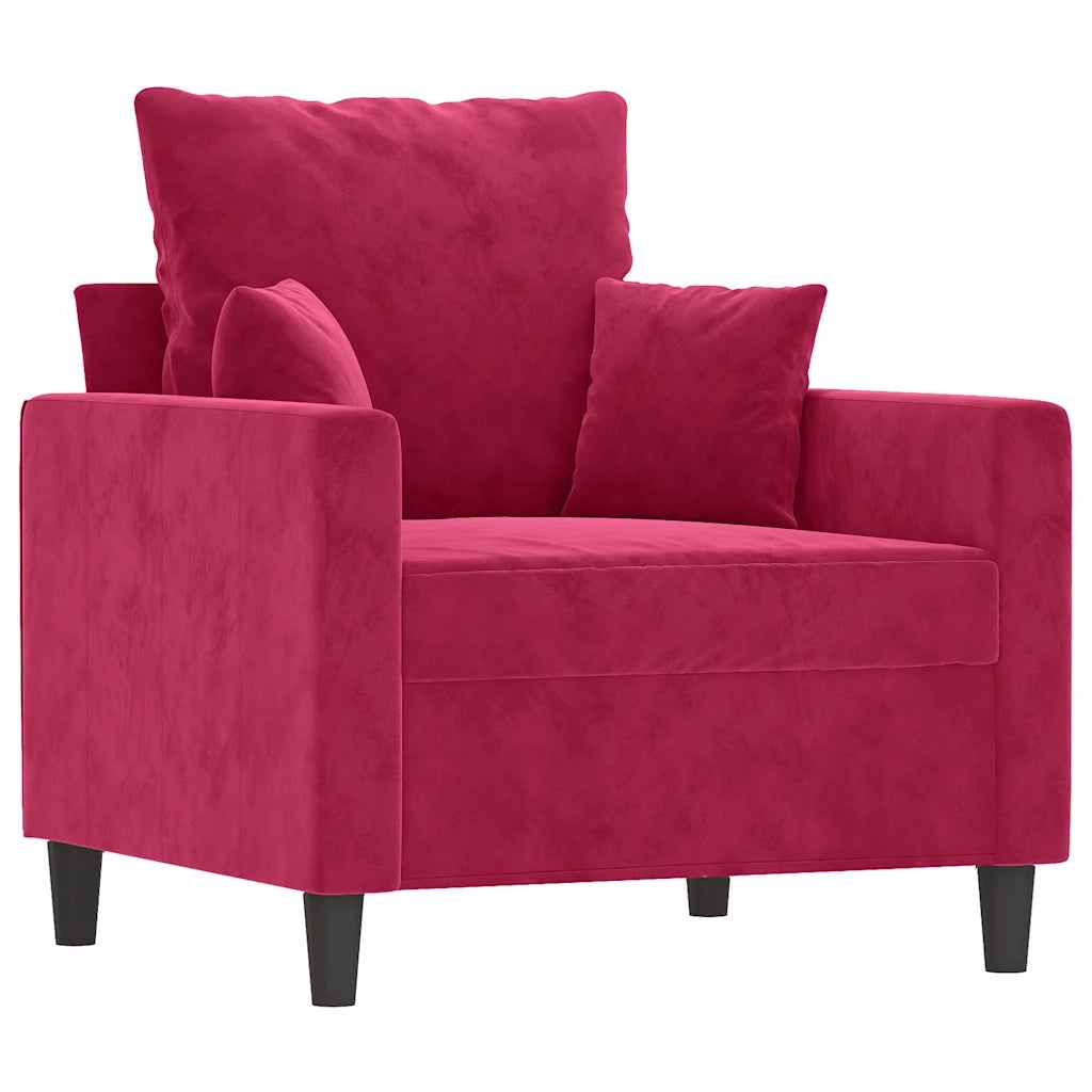 Poltrona Rosso Vino 60 cm Velluto 359287