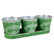 3 cubi e vassoio in metallo verde