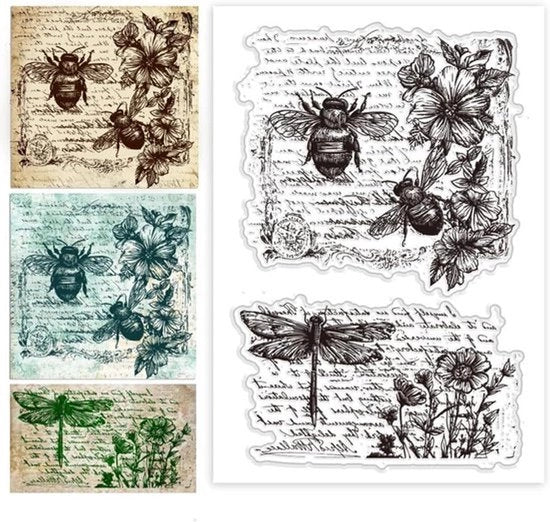 Stampa trasparente con testo Dragonfly - Manufatti - Decorativa - Stampante in gomma - Creazione di carte - Scrapbooking - Adatta per appassionati - Modello trasparente con motivo insetto