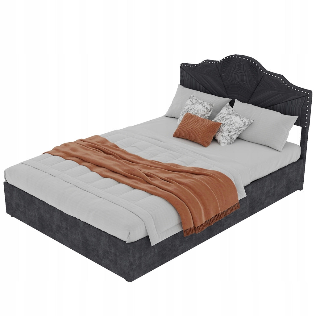 Letto imbottito 160x200 grigio con base sollevabile - Xylo