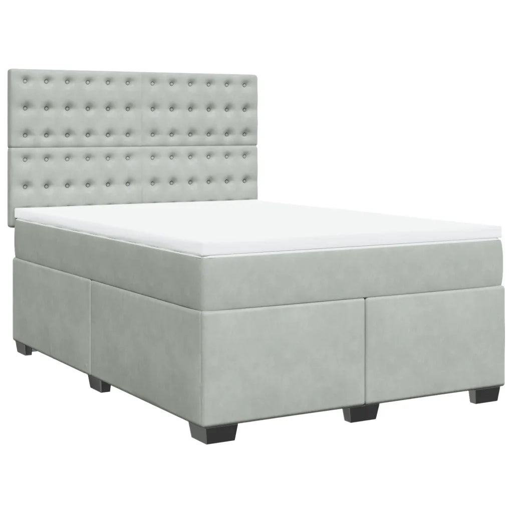 Giroletto a Molle con Materasso Grigio Chiaro 140x190cm Velluto