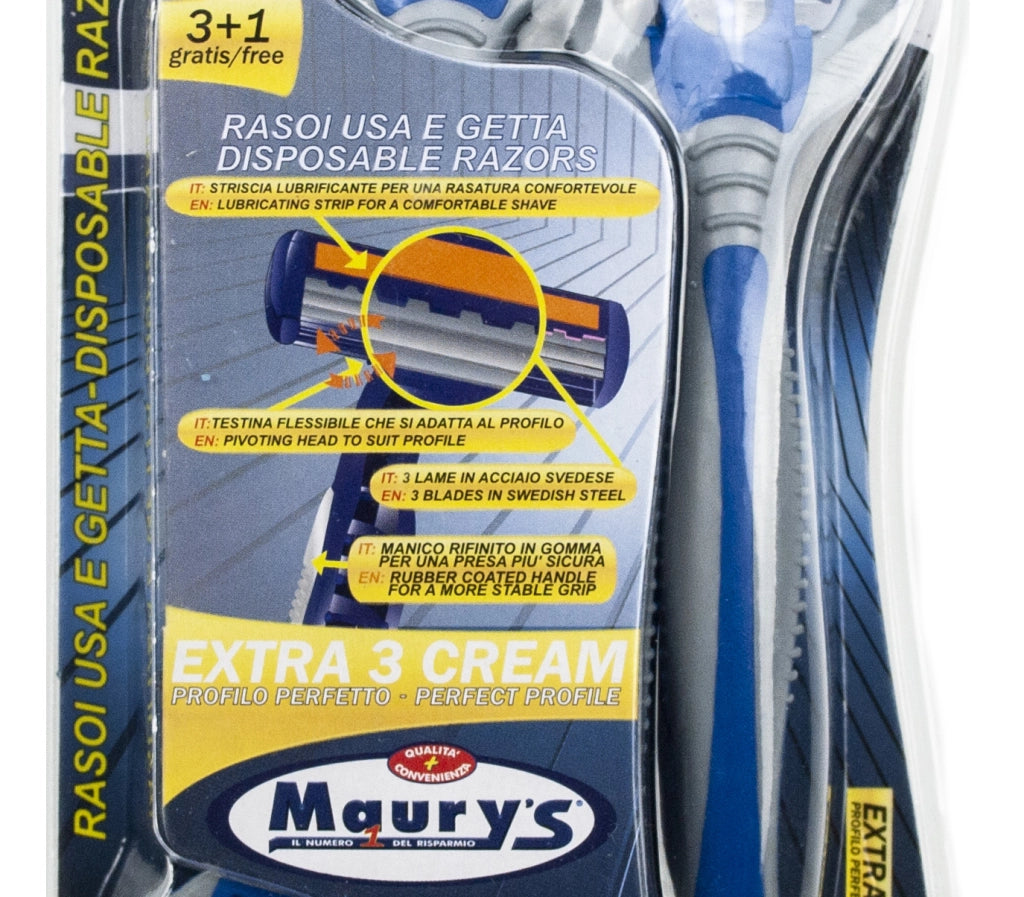 KIT SET 3 PZ MAURY'S LAMETTE EXTRA 3 CREAM MONOUSO 3 +1 UOMO
