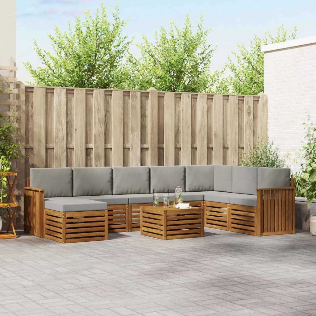 Set divano sezionale con cuscino 9 pcs Grigio Naturale e Chiaro 3375326