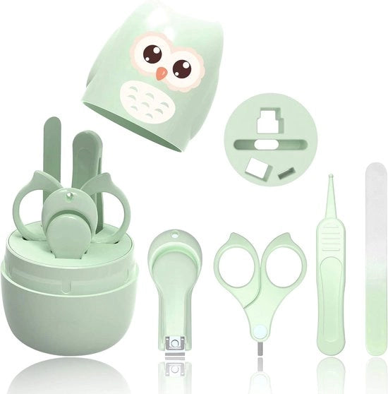 Set di cura per neonati con forbici per unghie per bambini, per unghie delle dita e dei piedi con trimmer, lima per unghie e pinza per neonati e bambini, in confezione regalo con uccello giocoso