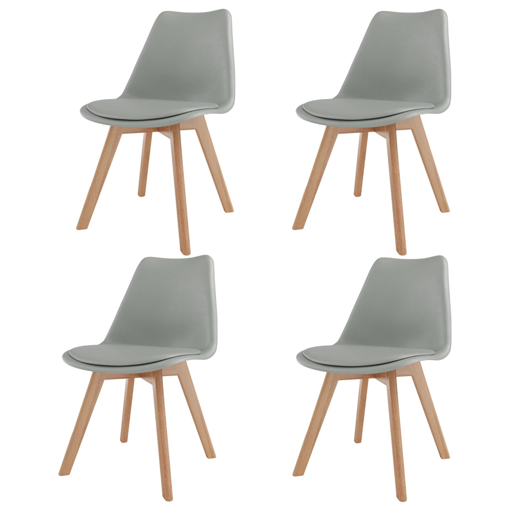 Junin - Set di 4 sedie con gambe in legno di faggio grigio
