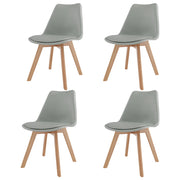 Junin - Set di 4 sedie con gambe in legno di faggio grigio