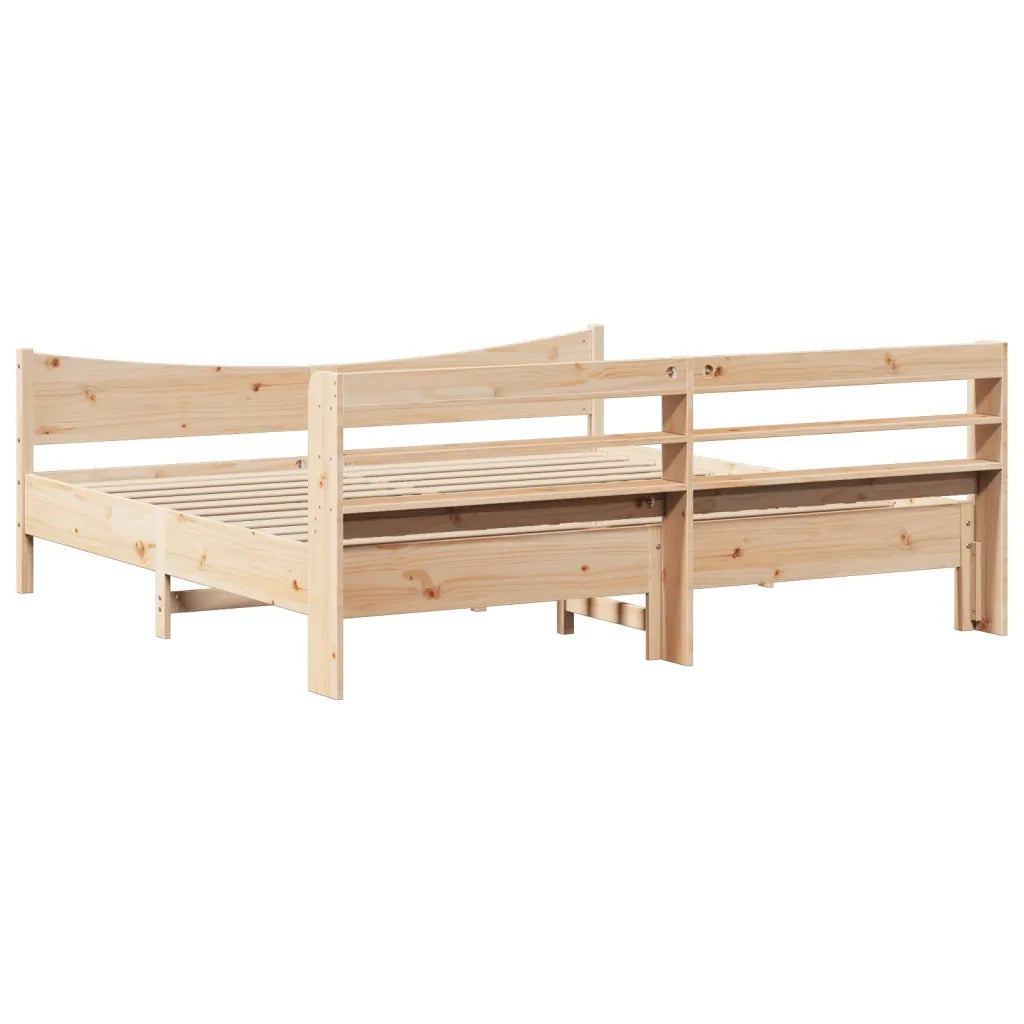 Giroletto con Testiera 200x200 cm in Legno Massello di Pino 3307032