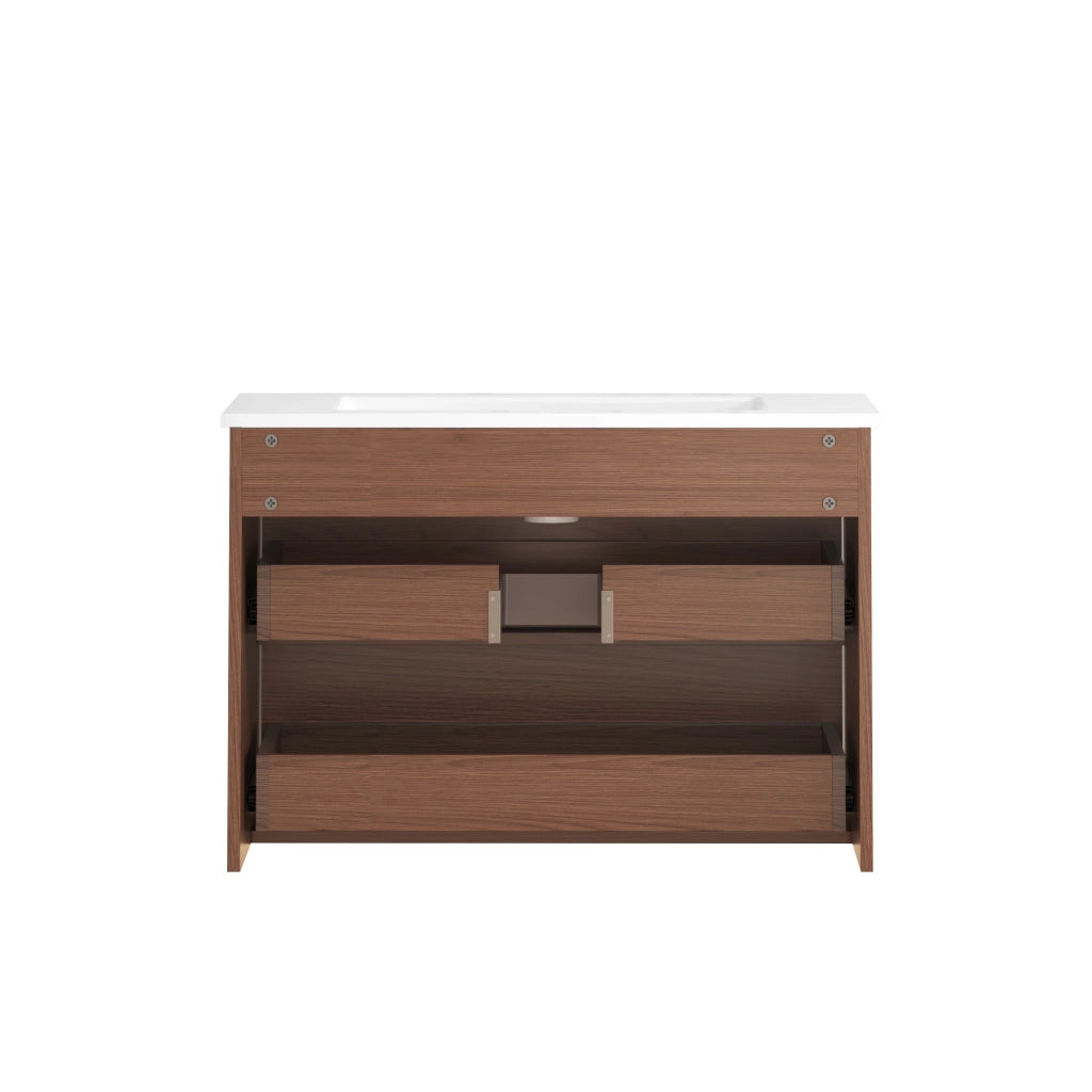 Armadietto da bagno con 2 cassetti scorrevoli silenziosi in MDF marrone rossiccio larghezza 75 cm