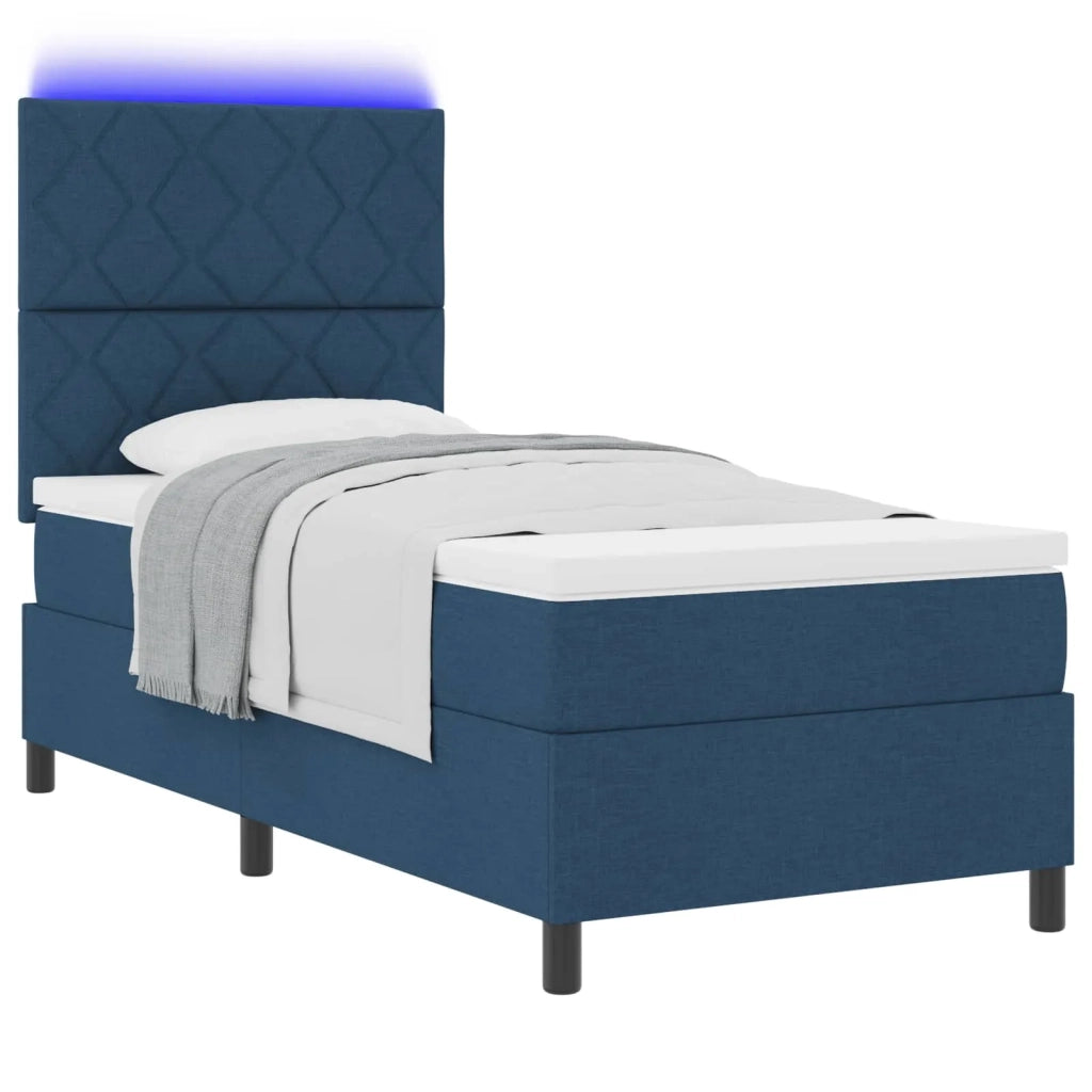 Letto a molle con materasso con led Blu 100 x 200 cm Tessuto