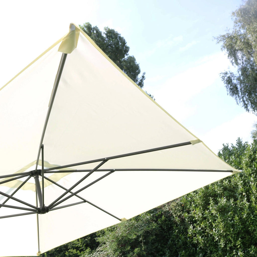 Oviala - Ombrellone sporgente quadrato 3x3m in acciaio ecru