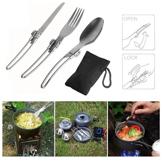 Set di cucito con forchetta e cucchiaio pieghevole