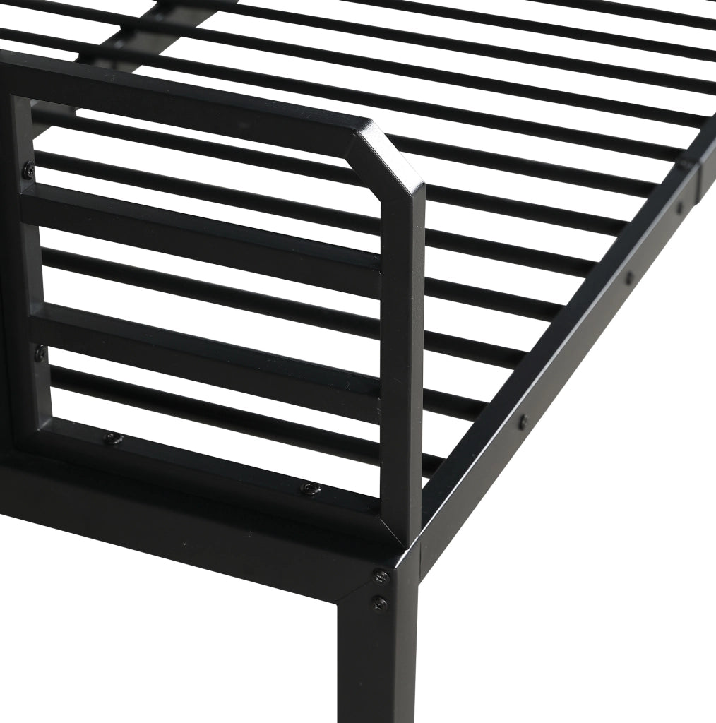 Letto a castello in metallo e MDF nero con scala angolare