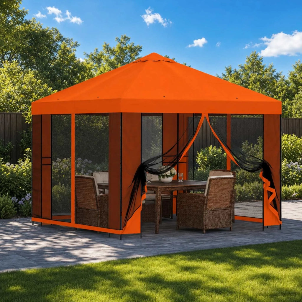 Gazebo | Pergolato da giardino con pareti laterali 3 x 3 m Arancione