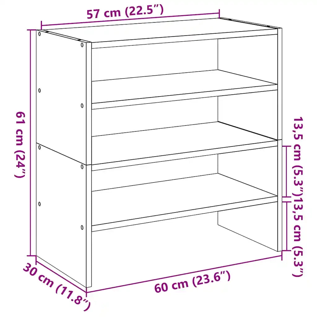 Scarpiere 2 pz | Mobile per scarpe Impilabili Legno Antico 60x30x30,5 cm