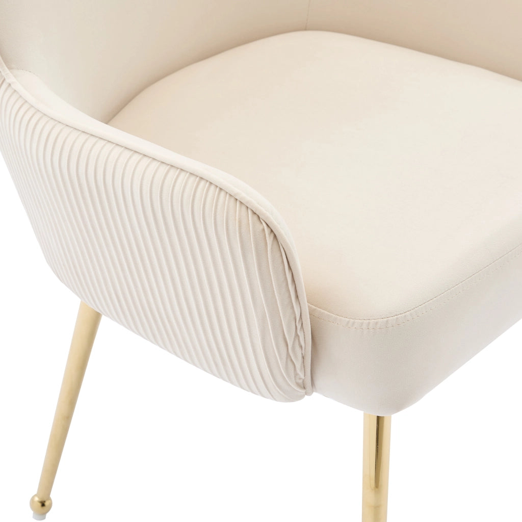 SEDIA in velluto Beige e Oro, Set da 6 pezzi