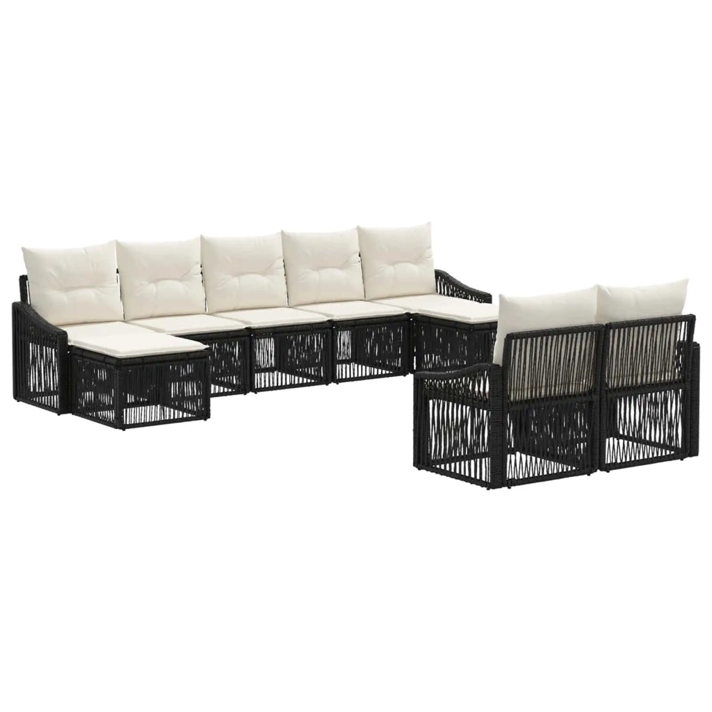 Set Divano da Giardino 9 pz Nero polyrattan 3436132
