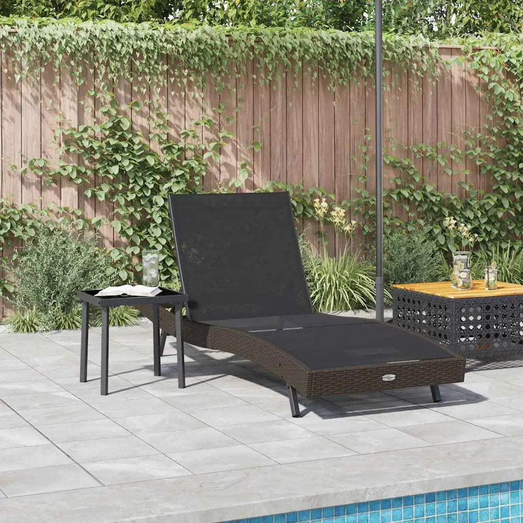 Lettino da sole 2 pcs Nero e Marrone polyrattan 42009979