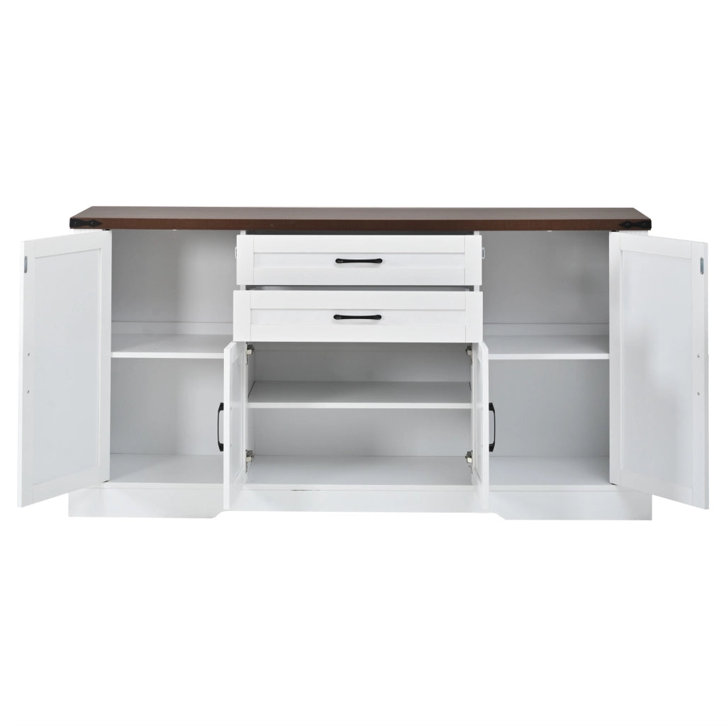 Credenza e madia con 4 ante, 2 cassetti e ripiani regolabili per cucina e soggiorno, bianca, 160 × 39 × 81.5 cm