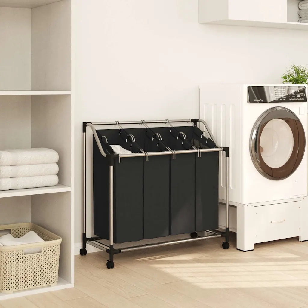Classificatore lavanderia con 4 borse nero 240367