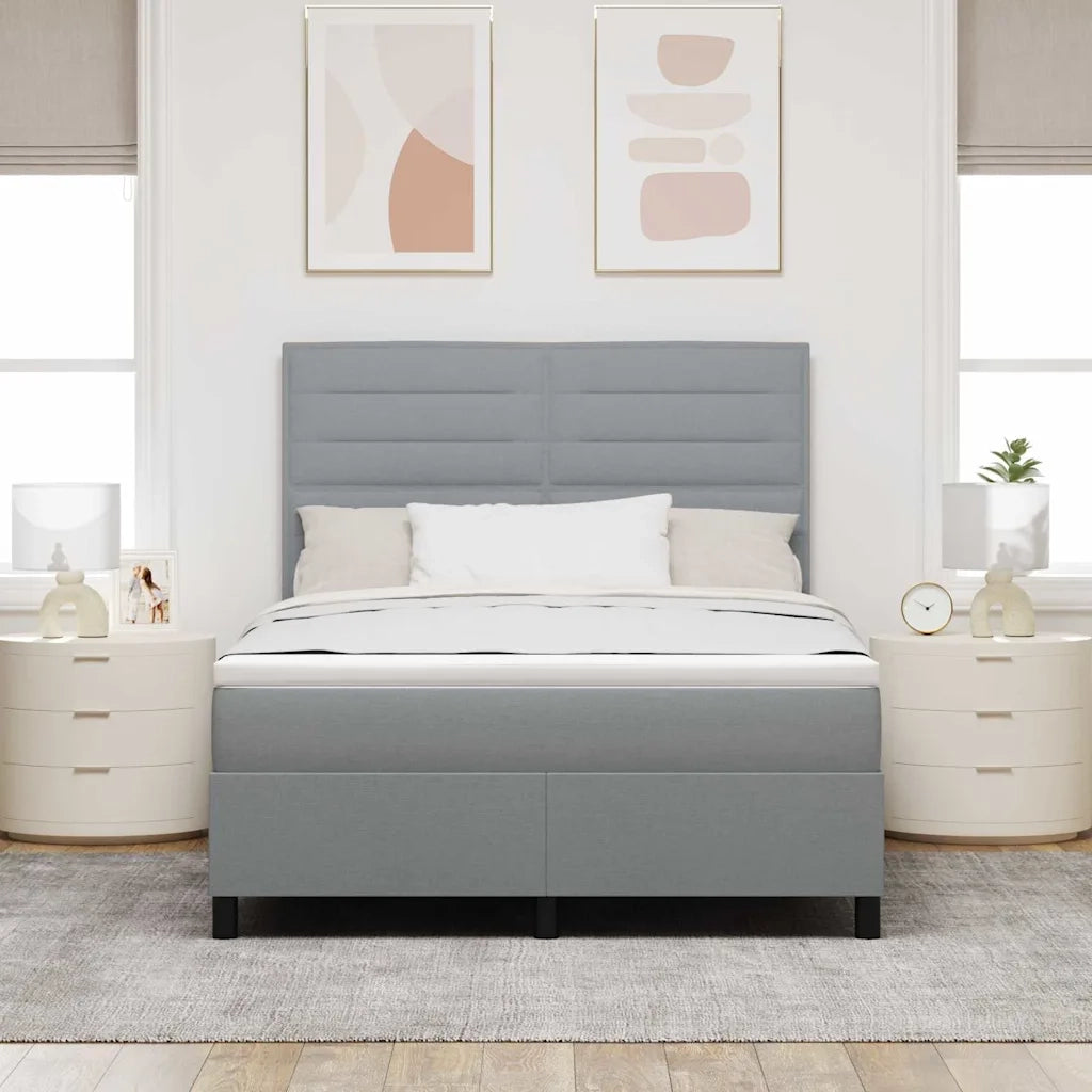 Letto a molle con materasso Grigio chiaro 160 x 200 cm Tessuto