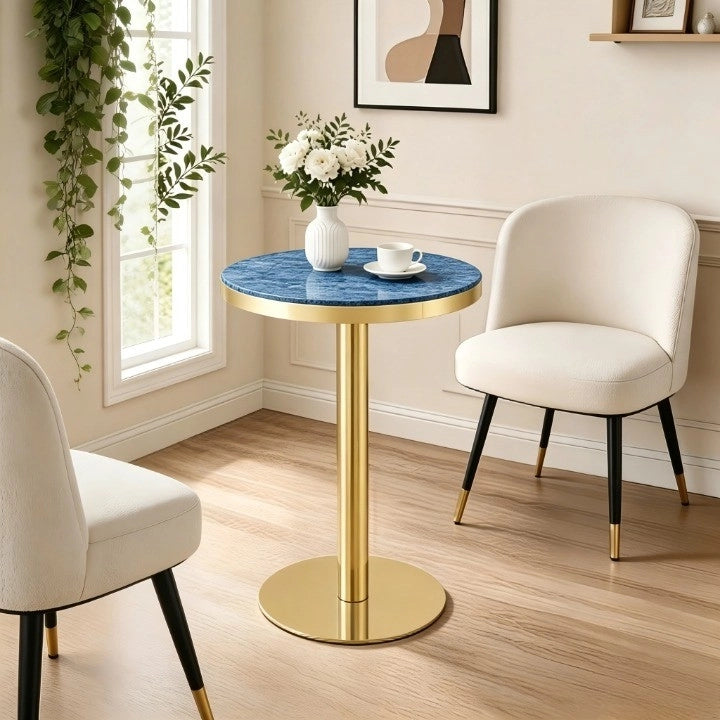TAVOLINO Rotondo 60 cm Blu in MDF e Metallo