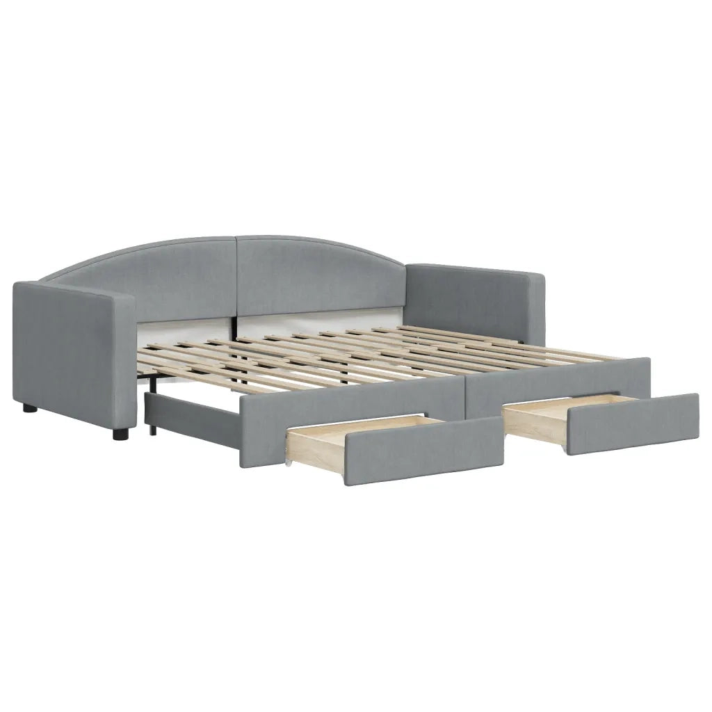 Divano Letto Estraibile Cassetti Grigio Chiaro 90x200cm Tessuto 3197224