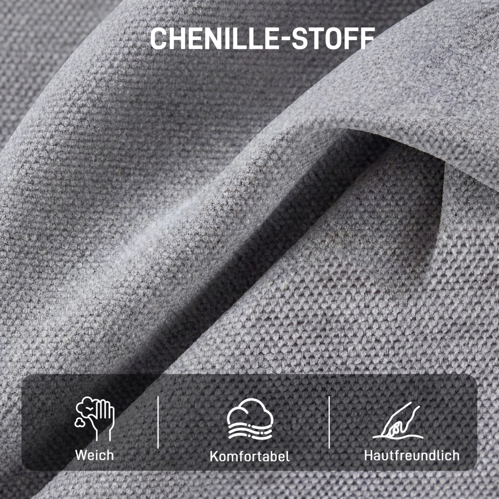 Poltrona girevole imbottita ¨C Xylo ¨C tessuto chenille grigio chiaro con poggiapiedi