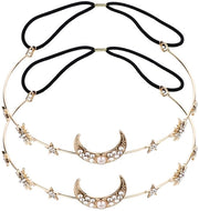 Diadema con microperle - 2 pezzi - Materiale lega dorata
