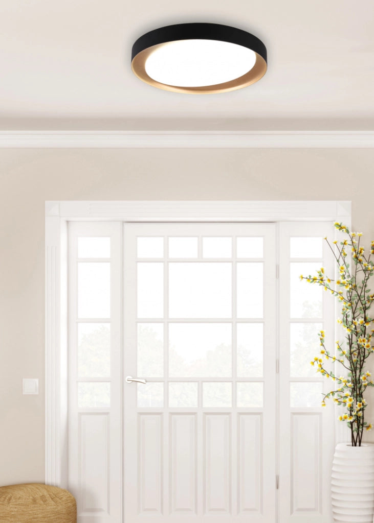 Plafoniera LED, plastica, nero, 48,5x7x48,5 cm, Zeta