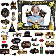 Fotolijst Opblaasabile 50° Anniversario Accessori per Photo Booth Nero e Oro per Donna Uomo