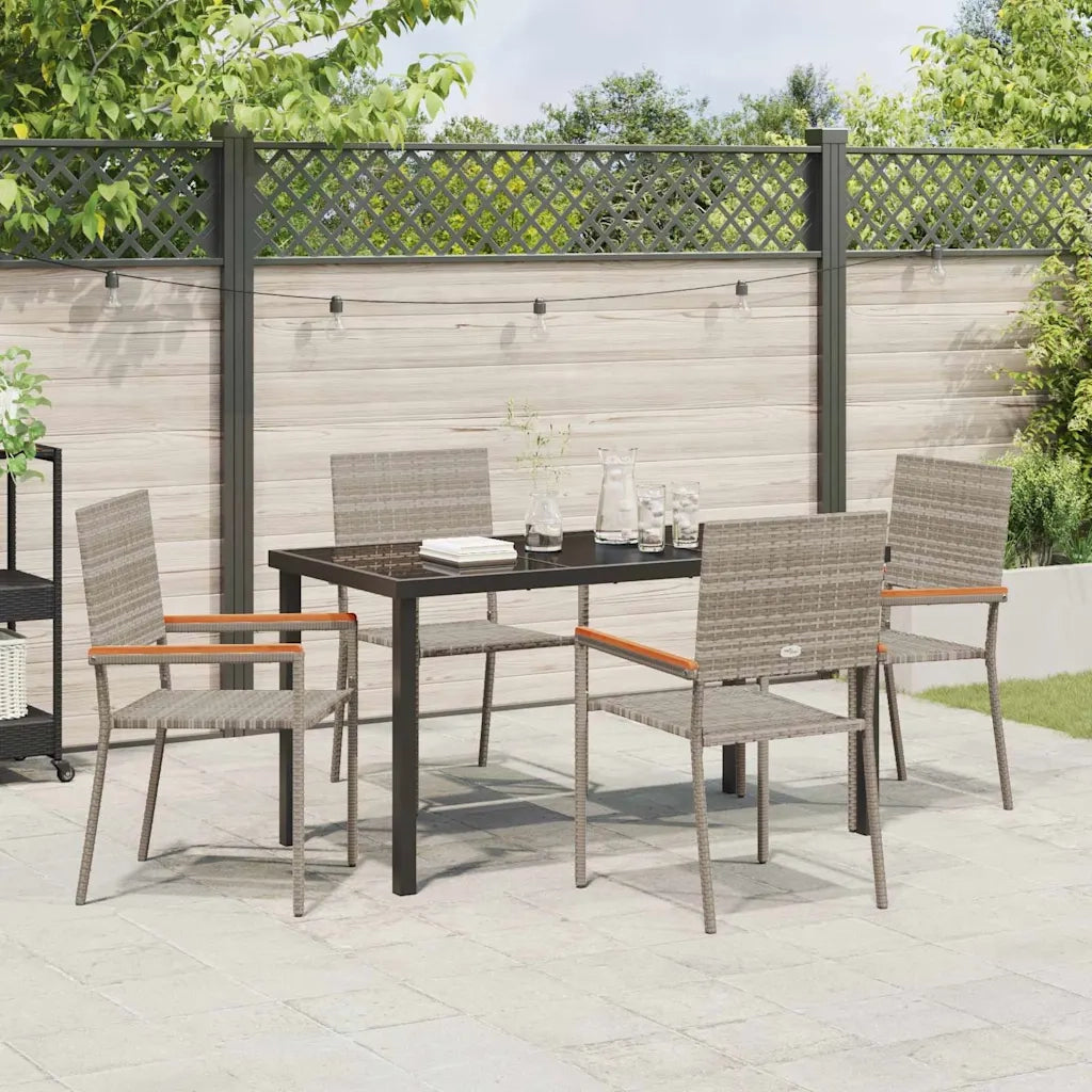 Set da Pranzo per Giardino con cuscino 5 pcs Grigio polyrattan 3379711
