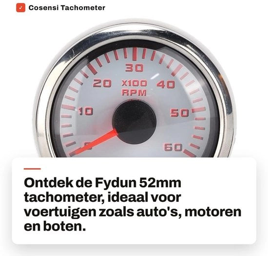 Contachilometri 52mm IP67 Impermeabile - Tachimetro - Lavori di Fai da Te - Motocicletta - Auto - Resistente a Urti