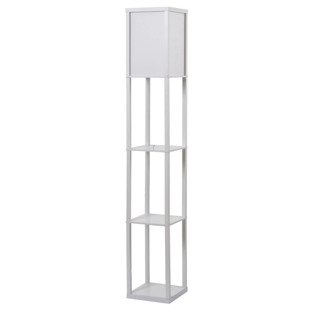 Lampada da Terra con Mensole ¨C zephmum ¨C Bianco MDF 26x26x160cm