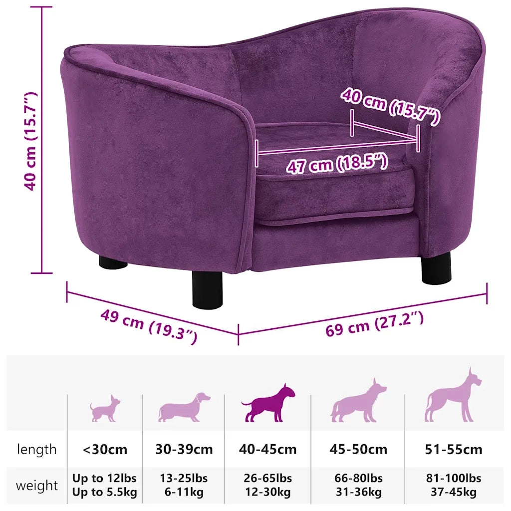 Divano per Cani Borgogna 69x49x40 cm in Peluche 171024