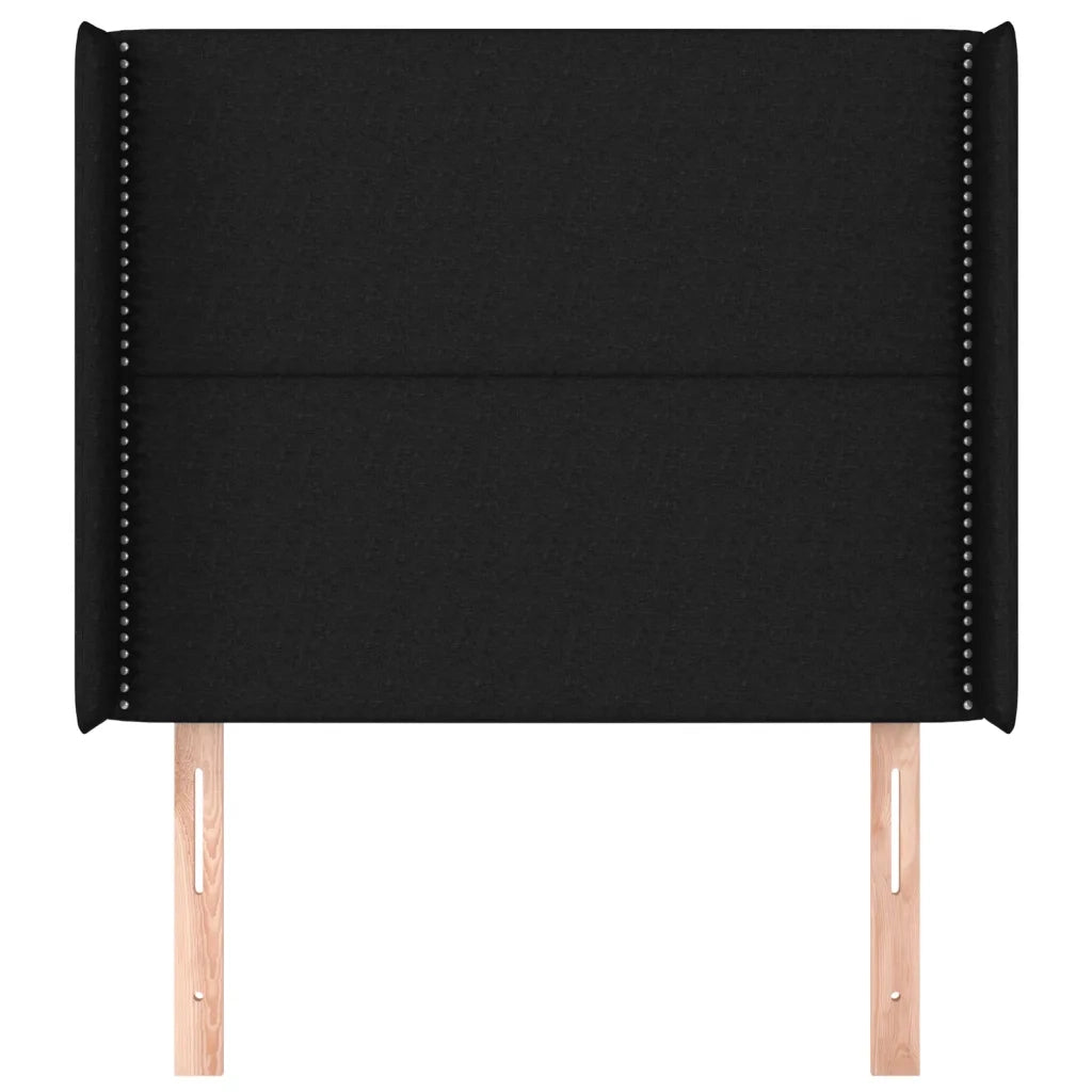 Testiera ad Orecchio-Testata con Orecchie Nera 103x16x118/128 cm in Tessuto 623275