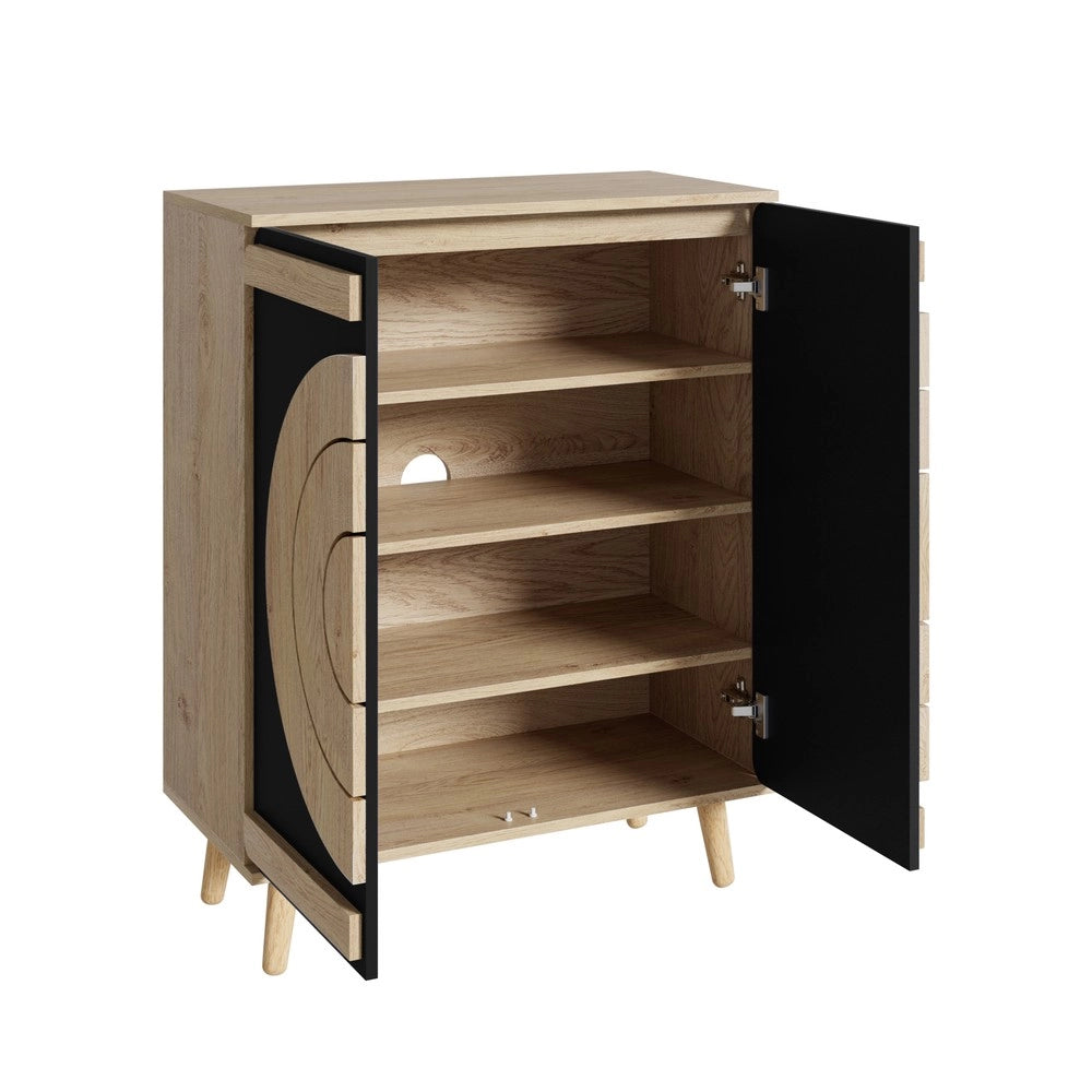 Scarpiera con Ante Geometriche e Ripiani ¨C MINIMAL ¨C Legno, Multilivello